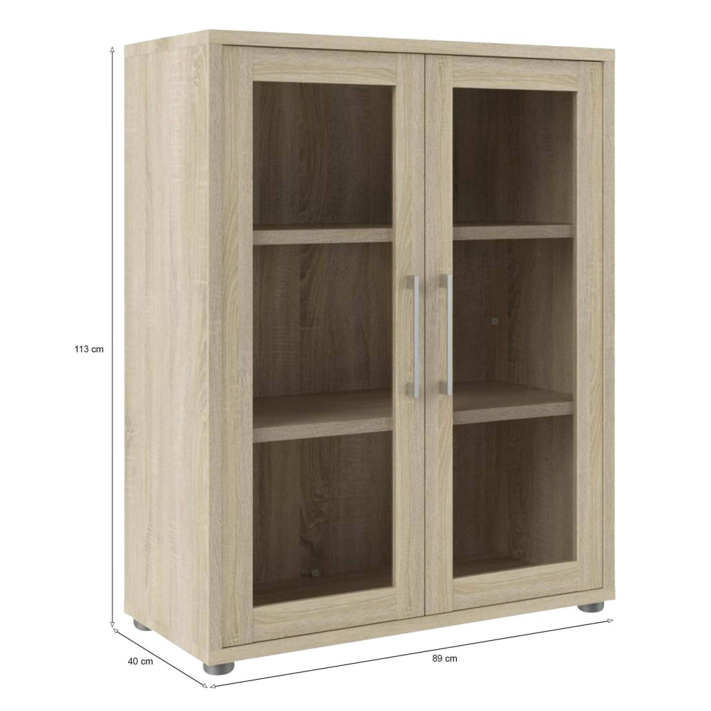 Credenza Ampezzo, Buffet da soggiorno, Madia da salotto, Dispensa da cucina, 89x40 h113 cm, Quercia