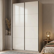 Armadio Camera da Letto Tredozio, Guardaroba Grande Appendiabiti, 145.5x217.5h cm Bianco Crema