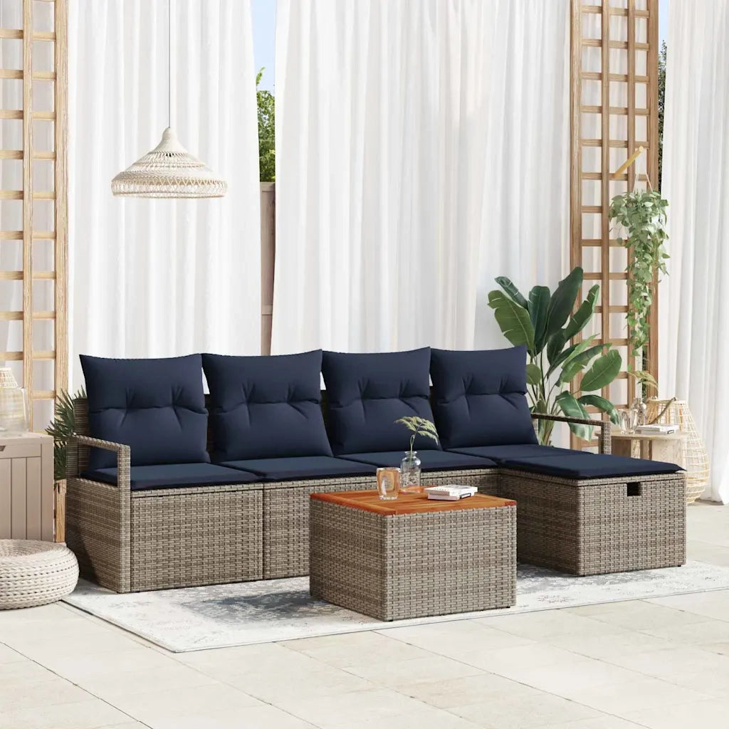 Set Divano da Giardino con cuscino 6 pcs Grigio polyrattan 3359535