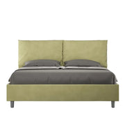 Letto matrimoniale con rete imbottito 160x190 microfibra tè verde Antea