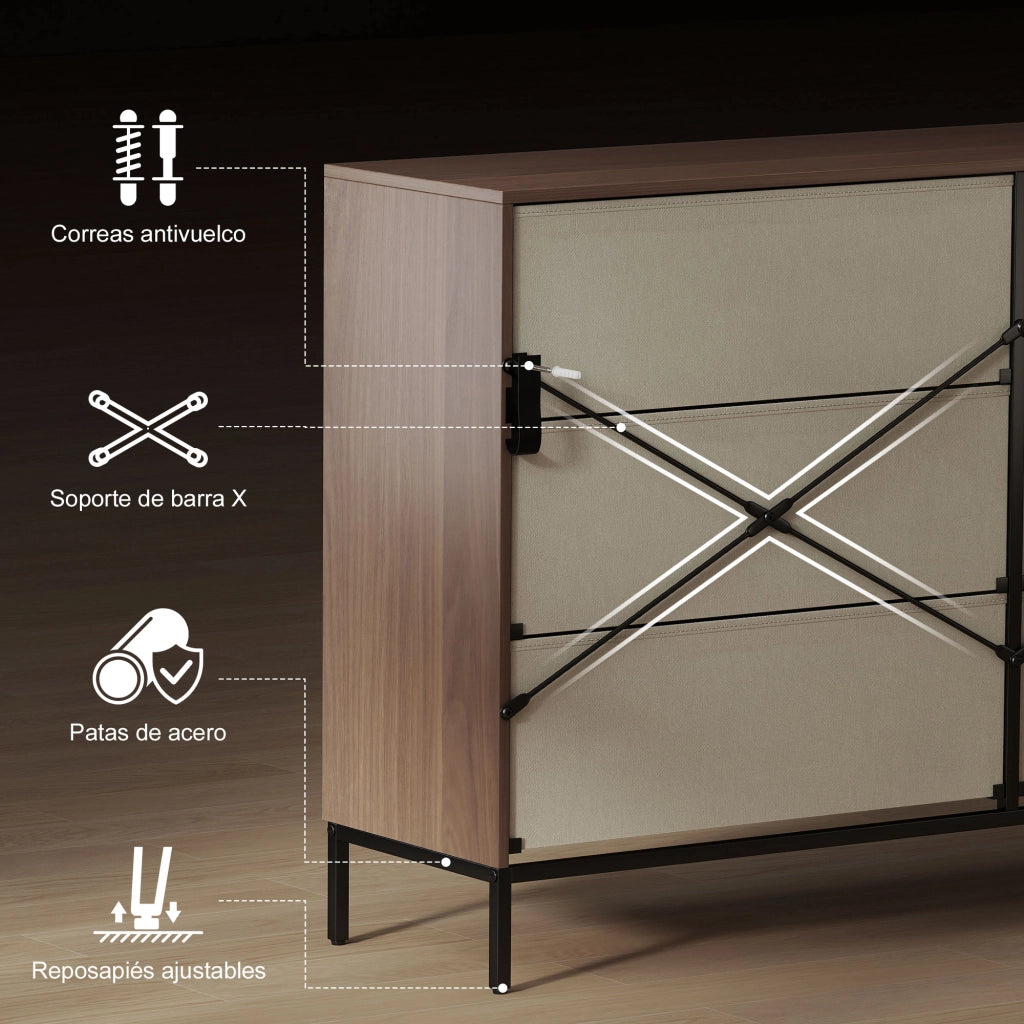 Cassettiera con 6 Cassetti Tessuto Diamante ¨C zephmum ¨C Naturale e Bianco