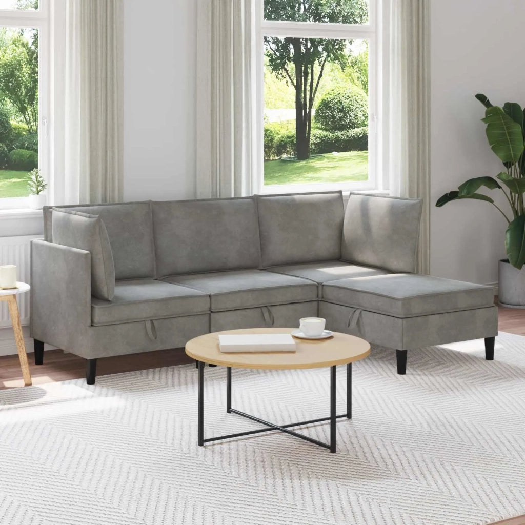 Set di mobili per il soggiorno 4 pcs Grigio Chiaro Velluto 3413730