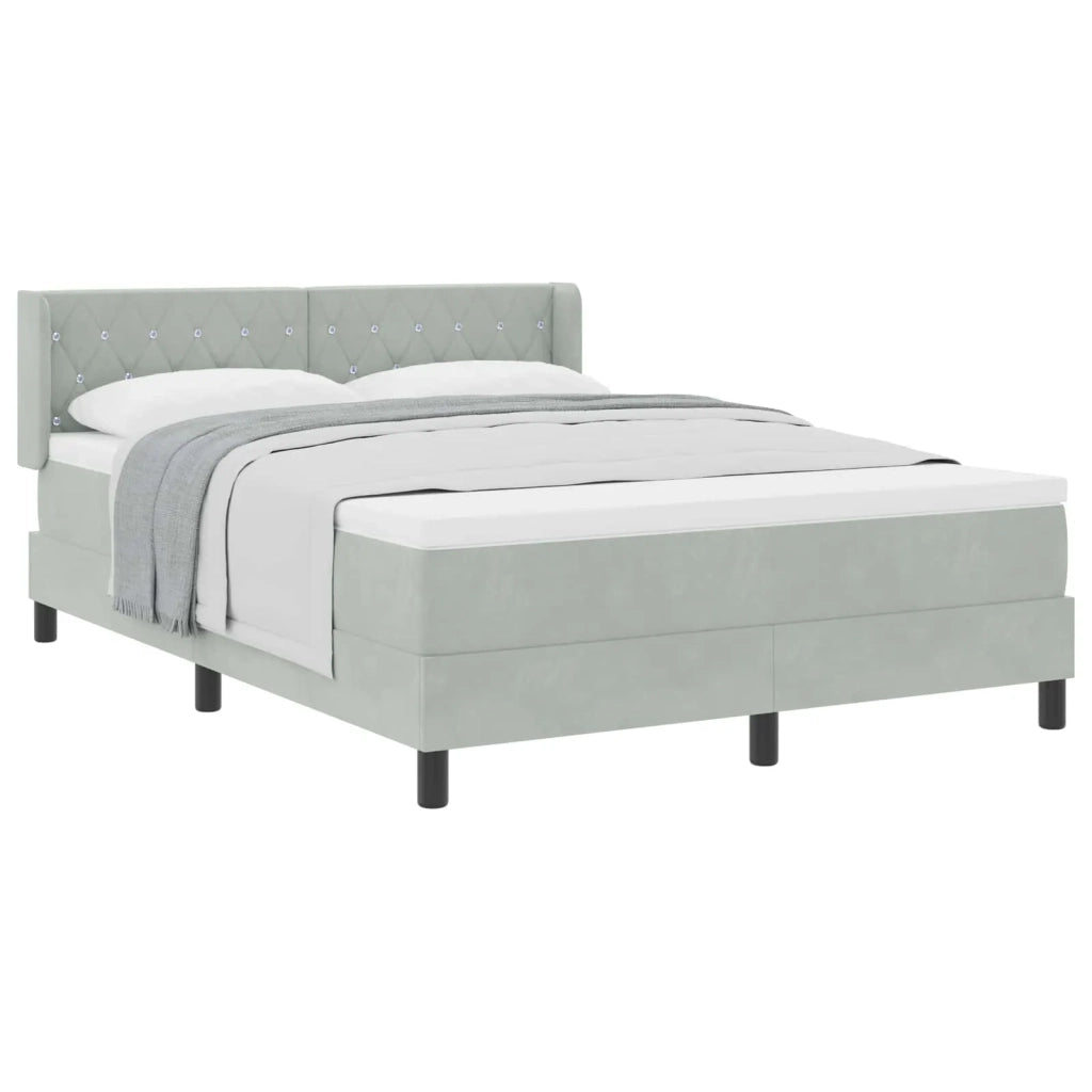 Letto a molle con testiera Grigio chiaro 190 x 140 cm Velluto 3341408