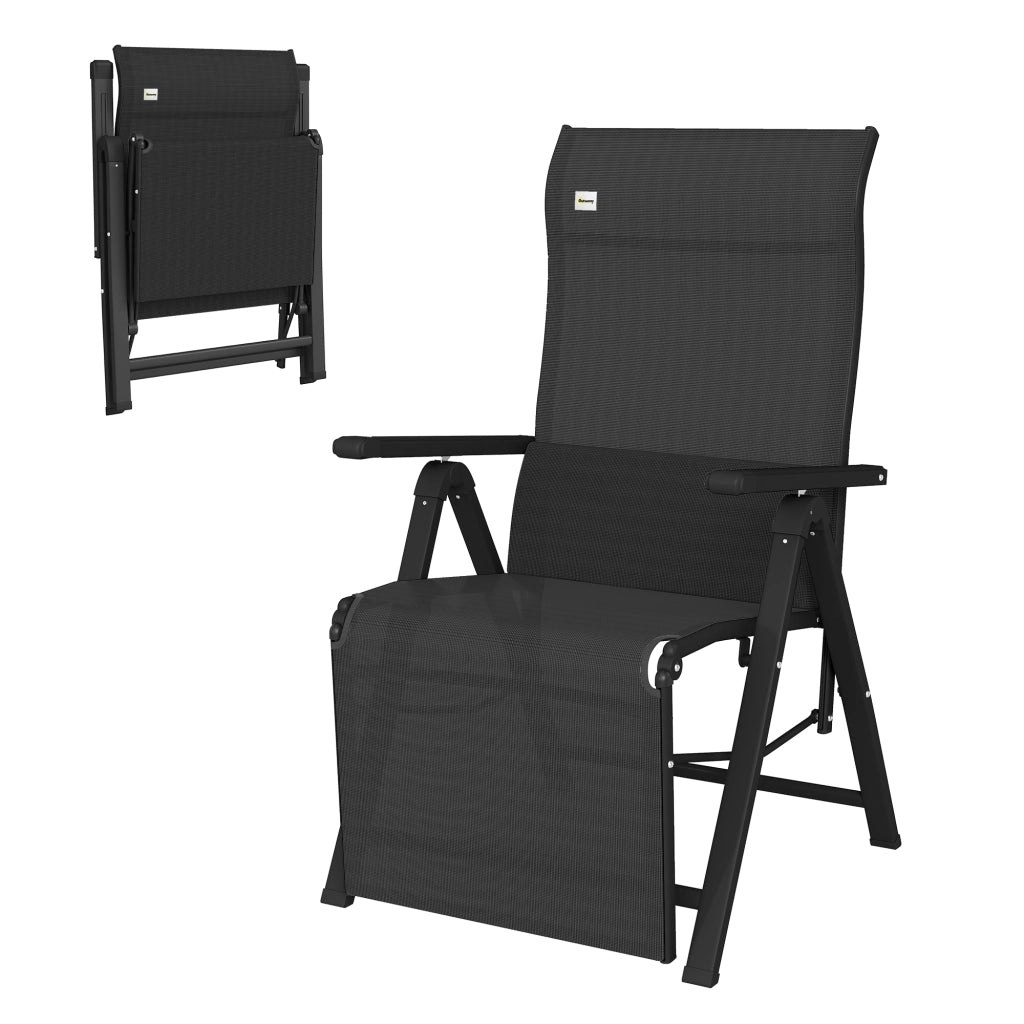 Sedia da Giardino Reclinabile Pieghevole con Cuscino Lombare ¨C Minimal ¨C Nero 70x65x111 cm