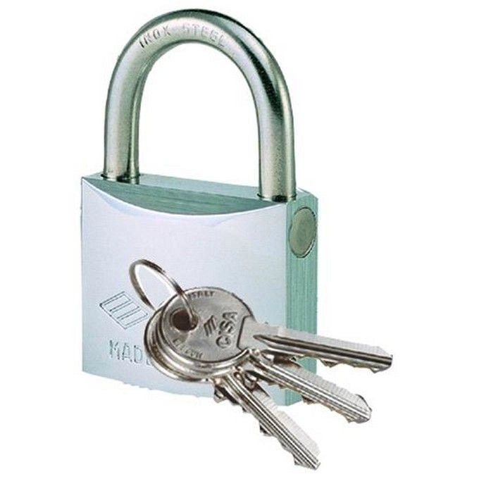 Cisa 26022 Marine Lucchetto Ottone Cromato Arco Acciaio Inox 50 mm Doppia Chiusura colore Cromato
