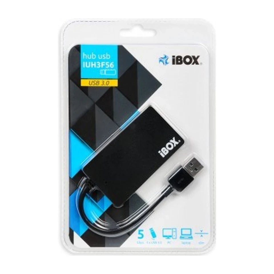 Hub interfaccia USB 3.2 Gen 1 (3.1 Gen 1) Type-A iBox IUH3F56 5000 Mbit/s Nero