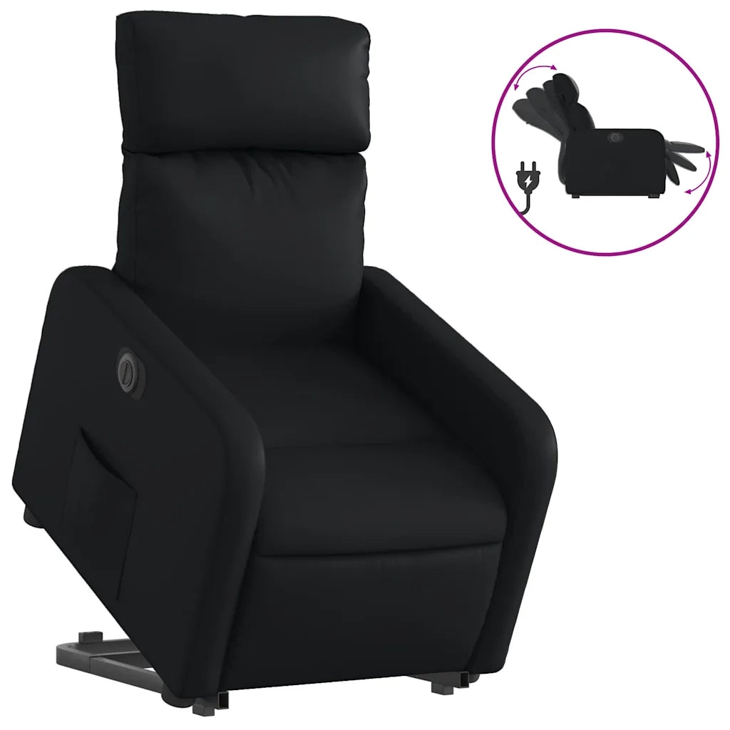 Poltrona | Sedia Relax Alzapersona Reclinabile Elettrica Nera in Similpelle