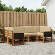 Set di divani da esterno con cuscino 6 pcs Naturale e Beige 3385484