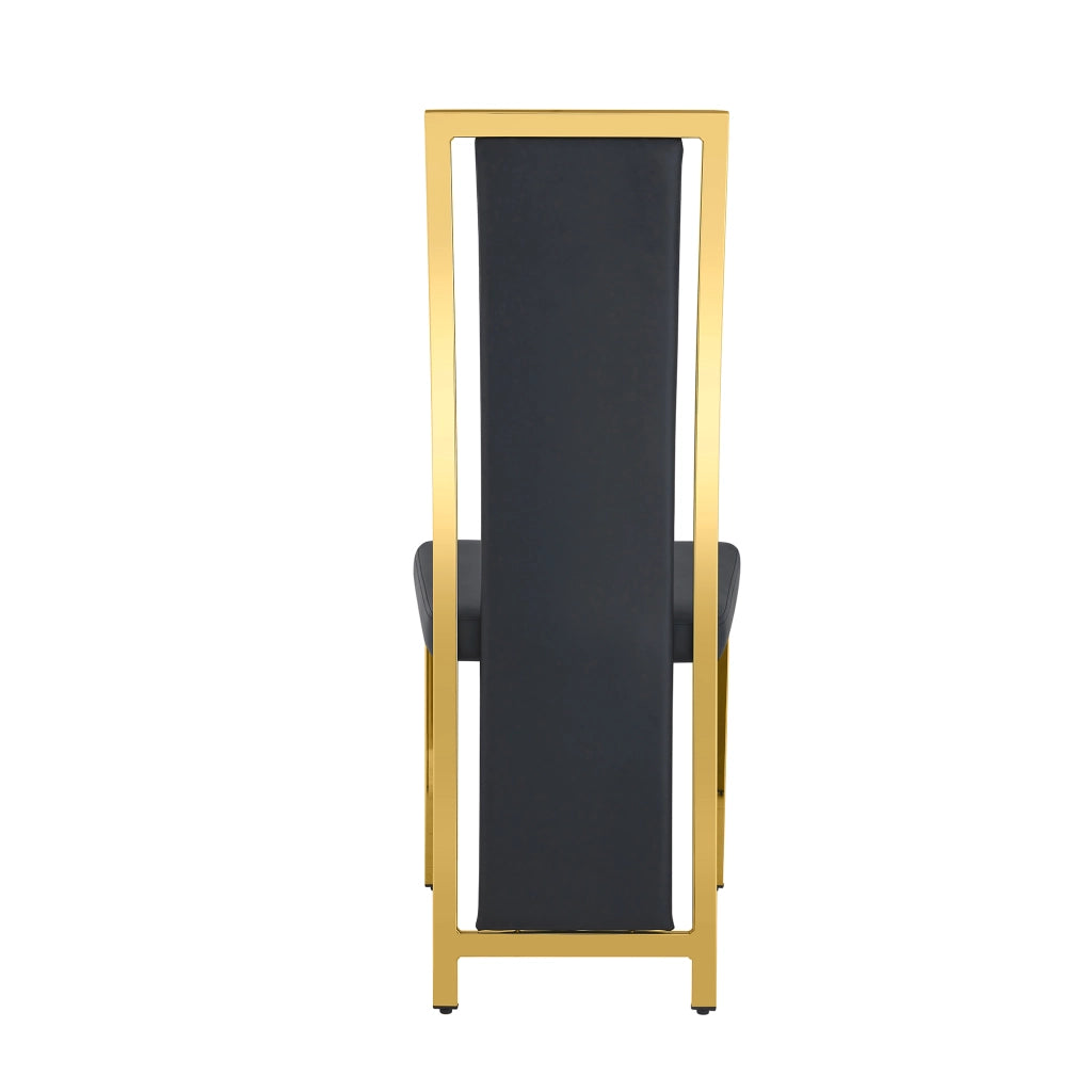 SEDIA da pranzo Set da 4 pezzi 109 cm Nero/Oro in PU e metallo