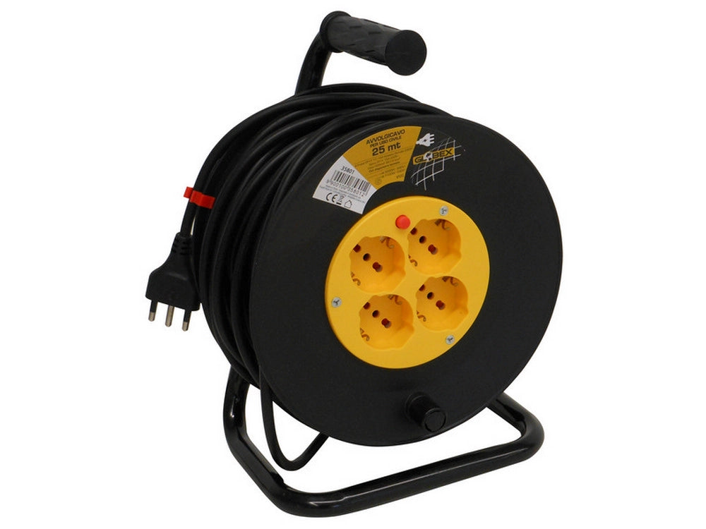 1pz avvolgicavo elettrico cavo mt. 25 spina 16a/4 prese 10/16a schuko cod:ferx.vit35801