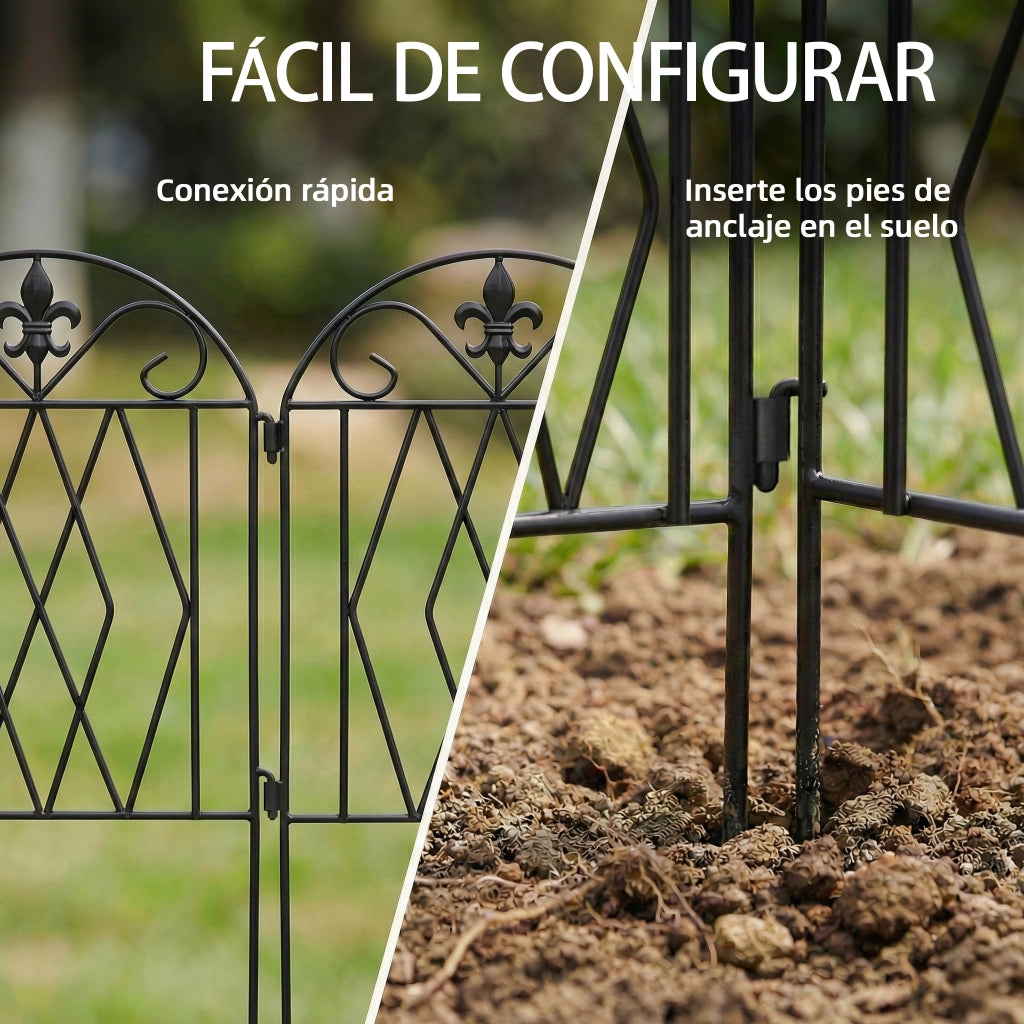 Set 4 recinzioni giardino metalliche ¨C Minimal ¨C nero 125x56 cm