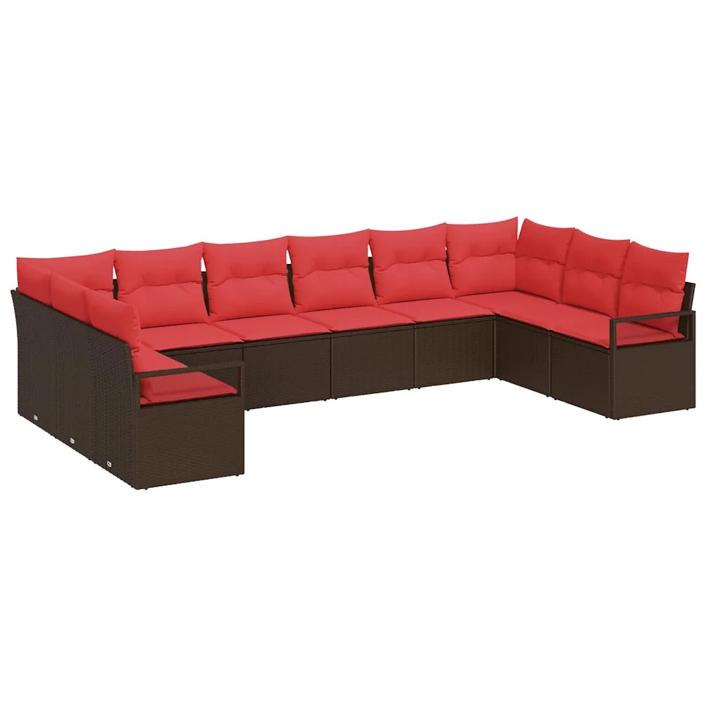 Set di divani con cuscino 10 pcs Marrone polyrattan 3346564