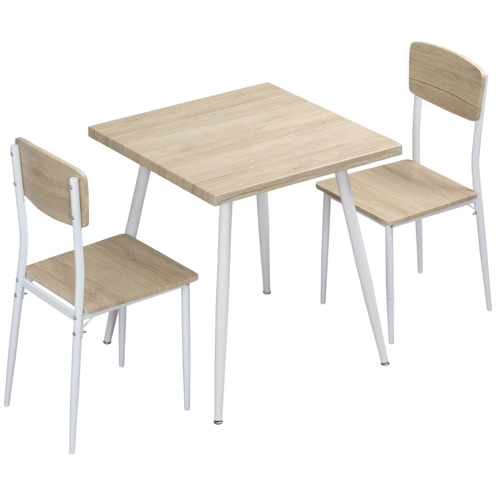 Set tavolo pranzo quadrato 2 sedie ¨C Xylo ¨C MDF bianco telaio metallo 3 pezzi