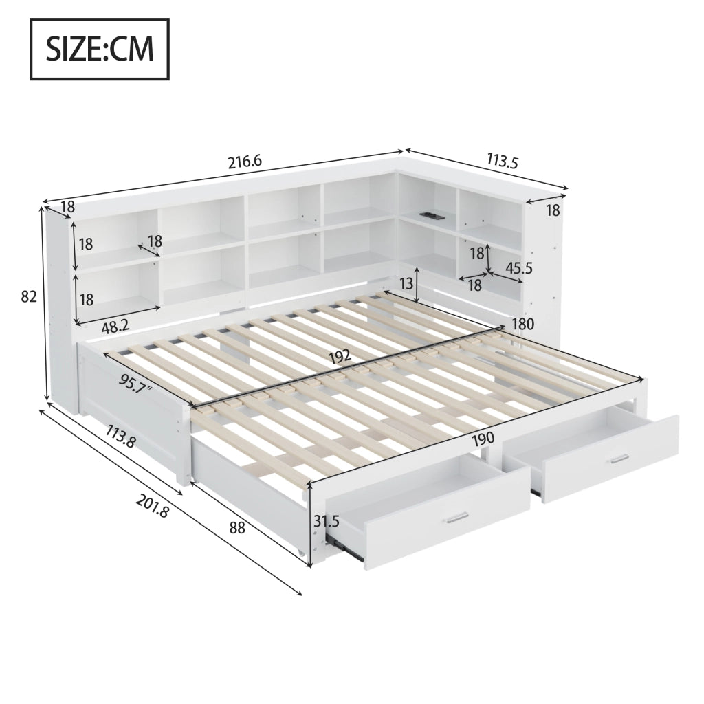 Divano letto con funzione letto massello in legno 180x190 cm