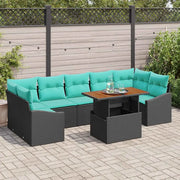 Set da Pranzo per Giardino con cuscino 8 pcs Nero e Teal 3349808