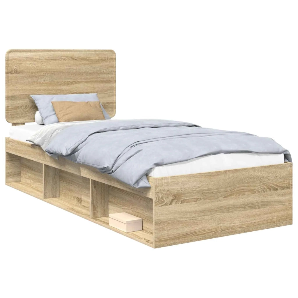 Letto singolo | Letto per adulti | Struttura del letto Rovere Sonoma 75 x 190 cm Pino massello