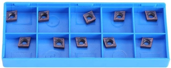 Inserti per Trapano 10 pezzi - Metallo Duro - CCMT060204 VP15TF - Lama di Taglio 6 mm - Kit di Trapano - Scatola in Plastica - Inserti per Taglio
