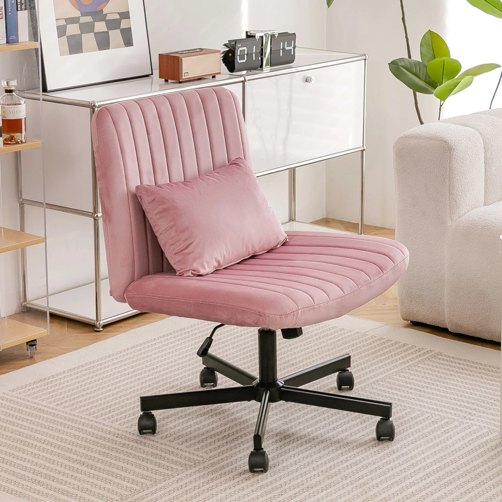 Sedia da ufficio moderna per home office con altezza regolabile, rotazione 360°, senza braccioli e ruote silenziose