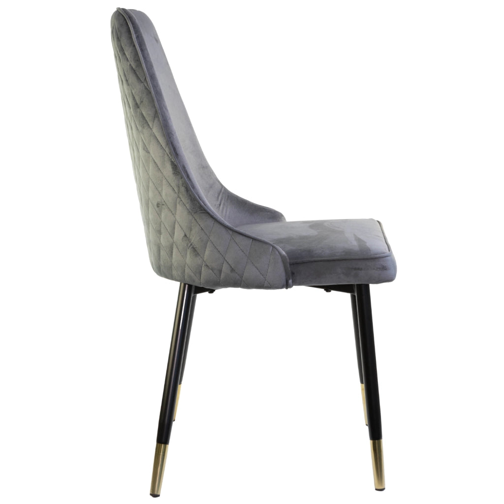 Sedia SAINT TROPEZ con Struttura in Metallo Nero e Oro Seduta Imbottita in Velluto, Poltroncina di D 2 X S.TROPEZ GRIGIO
