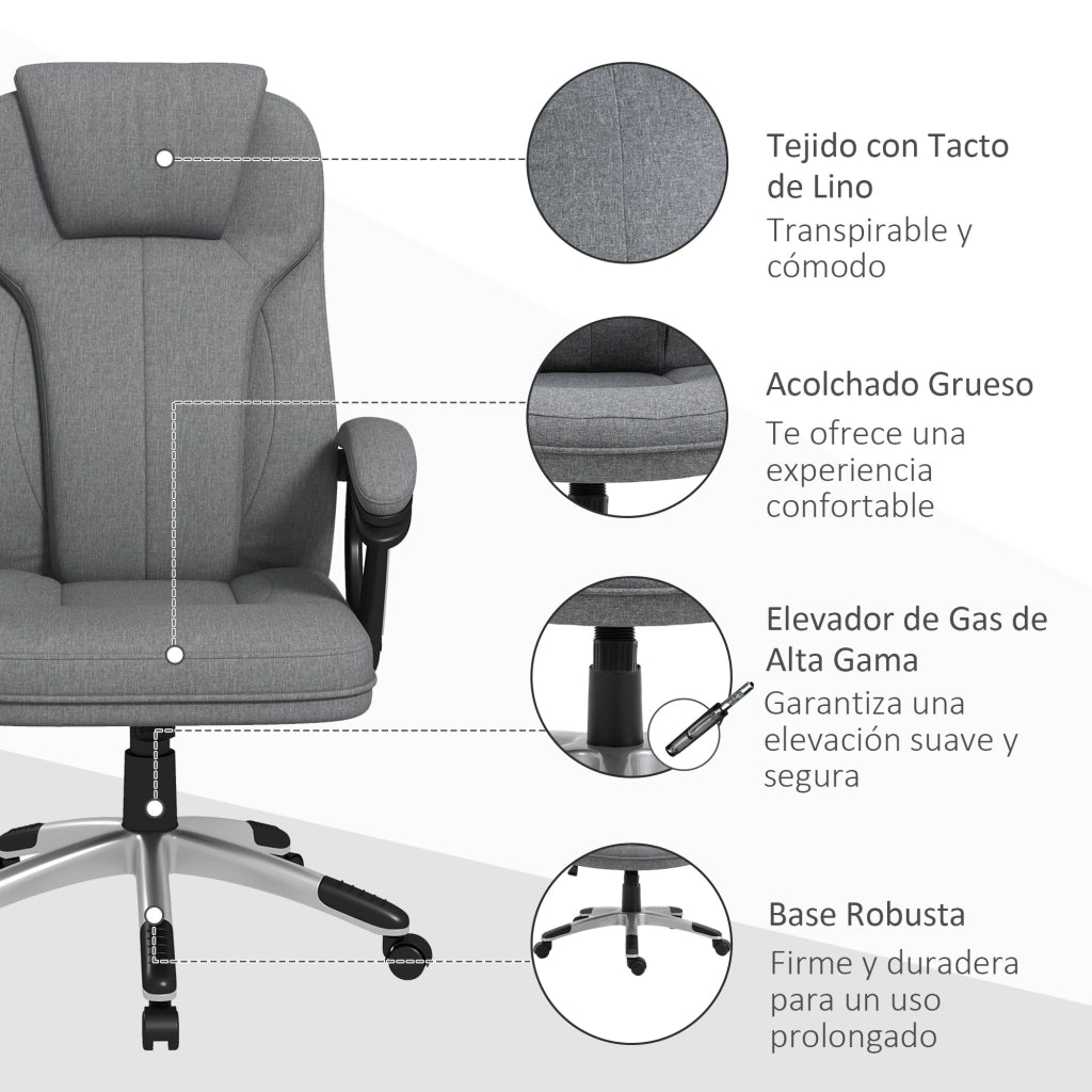 Sedia da Ufficio Girevole con Basculante ¨C zephmum ¨C Grigio 66x75x110-120cm