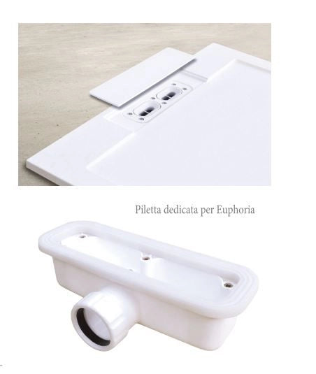 Piatto doccia in pietra SOLIDSTONE alto 2,8 cm con bordo - Grigio - Misura: 90x180 x 2,8h