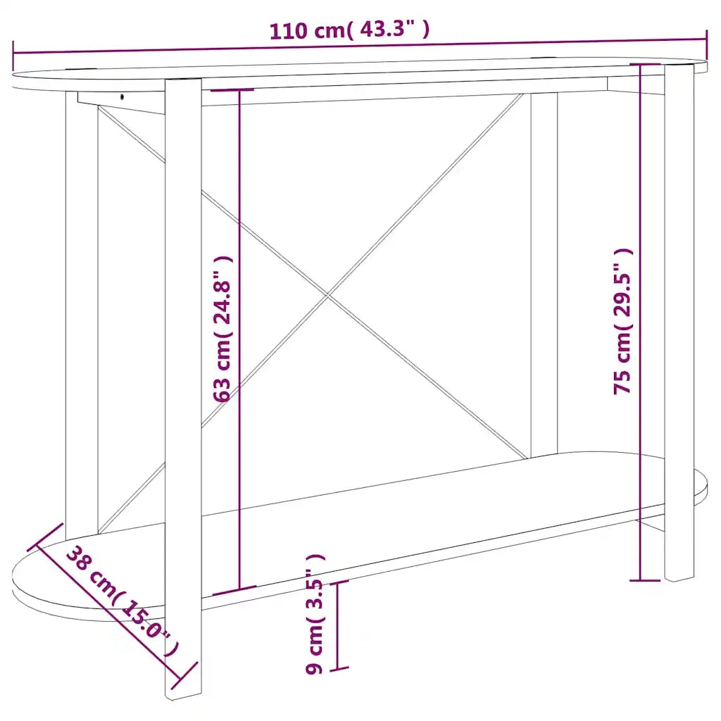 Tavolino Consolle-Tavolino da soggiorno-Tavolo Nero 110x38x75 cm in Legno Multistrato