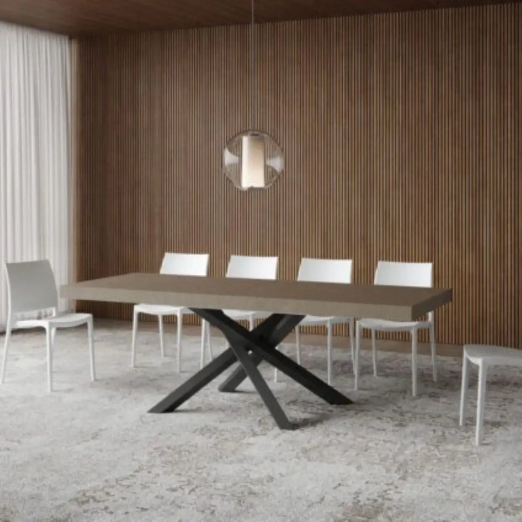 Tavolo allungabile 120/380x90 cm Volantis Premium tortora gambe antracite
