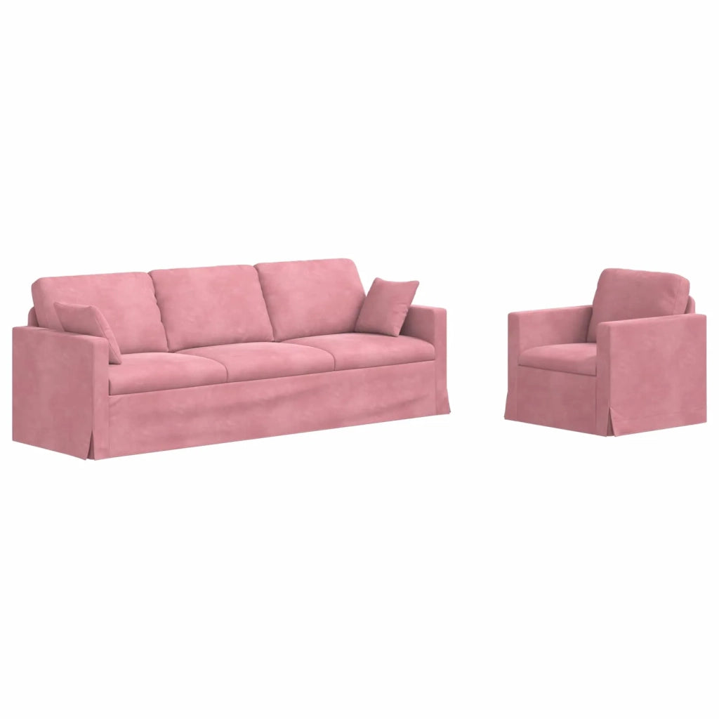 Divano 2 pcs Rosa 228 x 78 x 80 cm Velluto