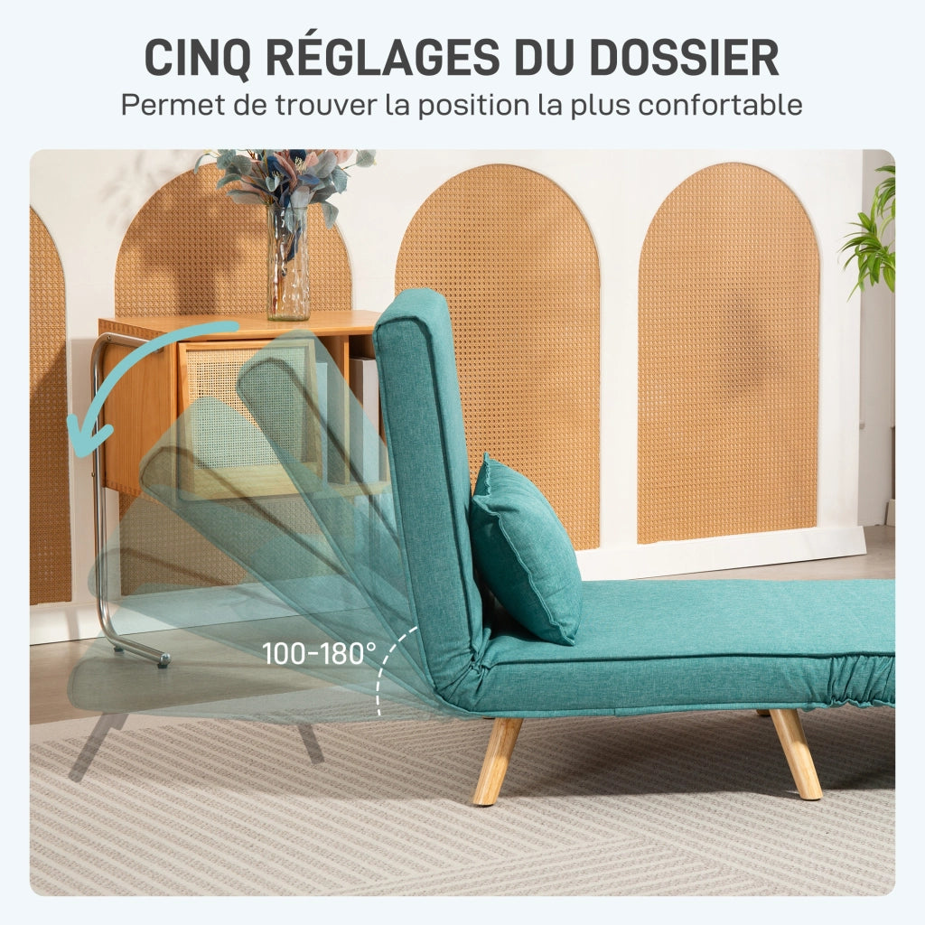 Divano letto 1 posto con schienale regolabile e cuscino ¨C Minimal ¨C verde