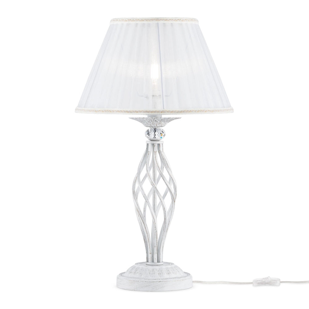 Maytoni Lampada da scrivania shabby chic Grace 1 luce E14 bianco metallo diffusore bianco