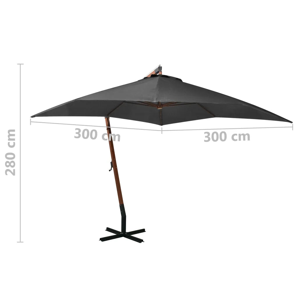 Ombrellone a Sbalzo Antracite 3x3 m Palo in Abete Massello 313774