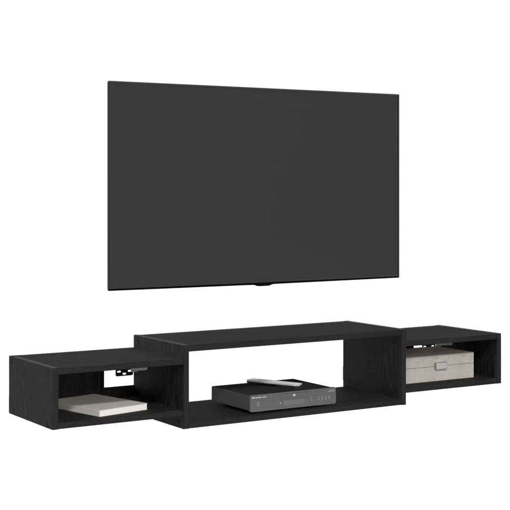 Mobile TV da Parete A parete-Credenza per TV sospesa Rovere Nero 140 x 28 x 21 cm