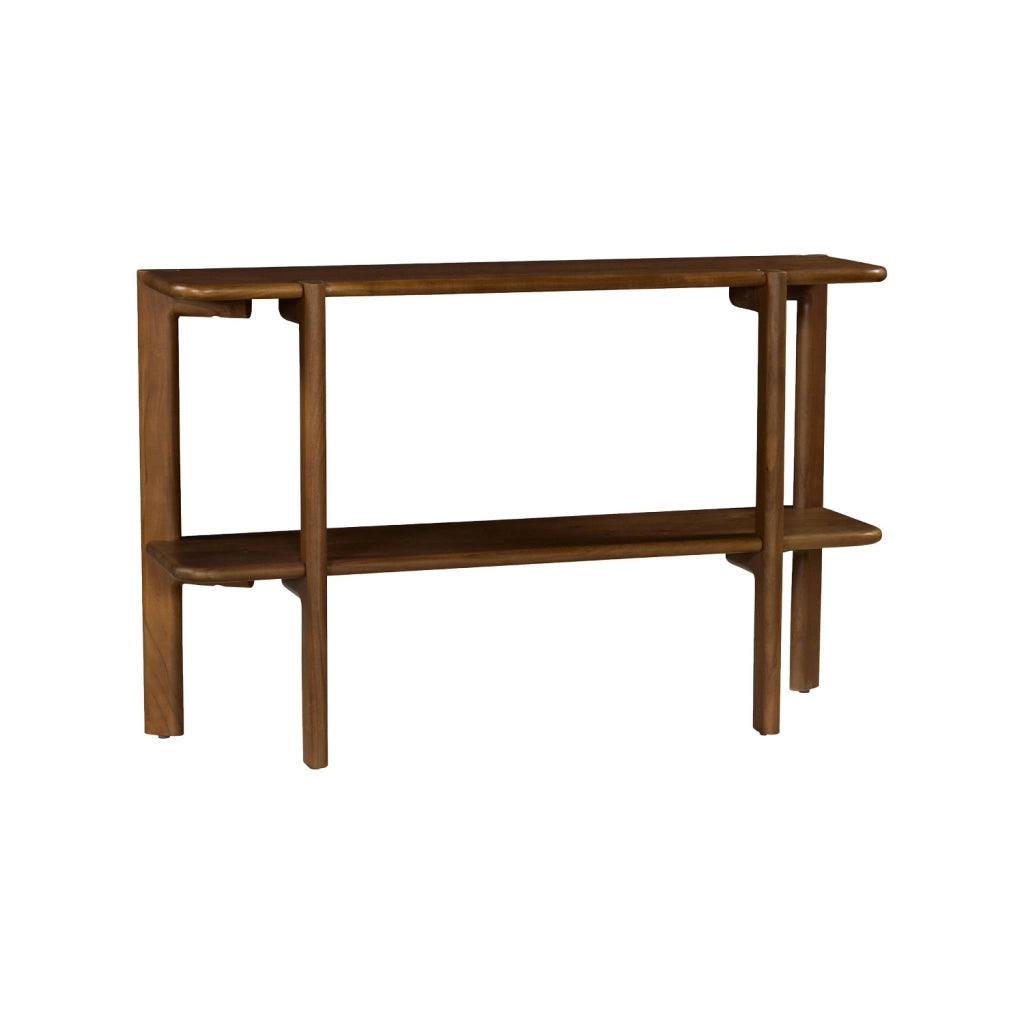 Consolle esotica in legno di acacia con 1 ripiano, noce