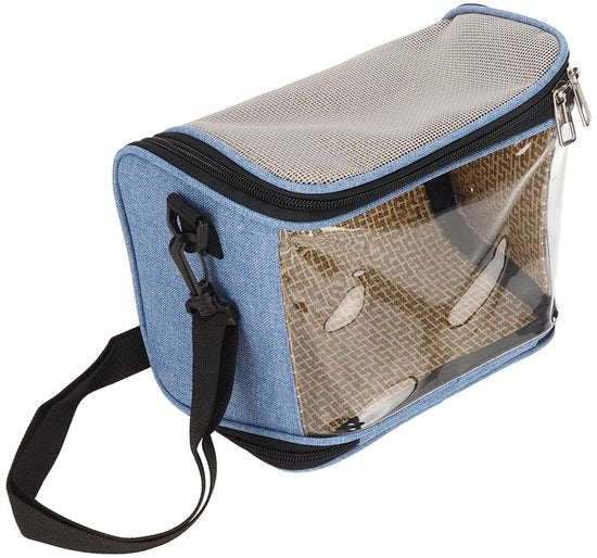 Custodia per uccelli da volo leggera - trasportabile - respirabile - per canarini/pappagalli - processo di intreccio di rattan - tasche laterali aggiuntive - gabbia per uccelli