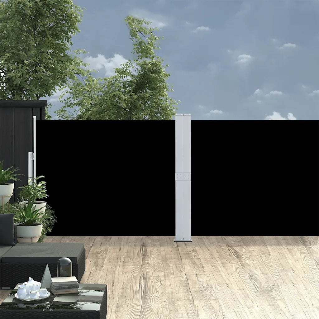 Tenda Laterale Retrattile per Patio-Tenda parasole per balcone 140x1200 cm Nera