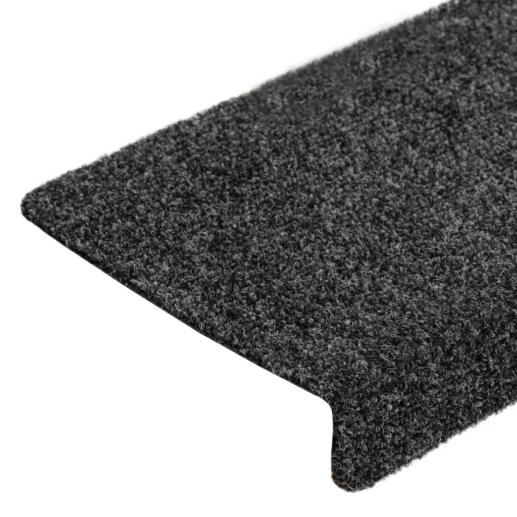 Tappetini per scale autoadesivi 10 pz 65x21x4 cm Grigio Scuro bordo rettangolare 149725