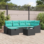 Set di divani con cuscino con archiviazione Nero polyrattan 3359295