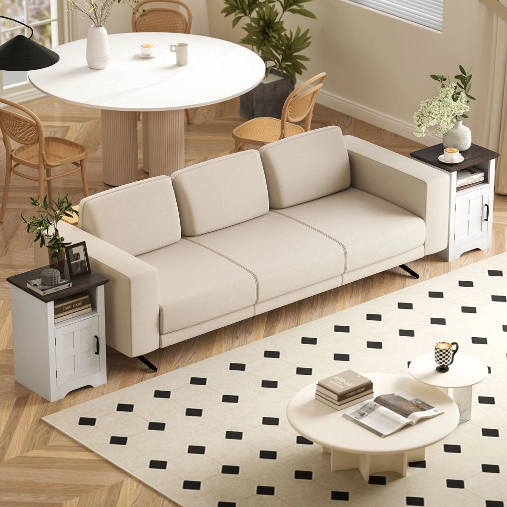 Tavolino Rustico con Anta e Ripiano ¨C zephmum ¨C 40x35x60 Bianco e Marrone