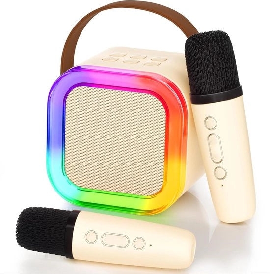 Macchina da Karaoke per Bambini - Beige - Divertiti a Cantare con Microfono