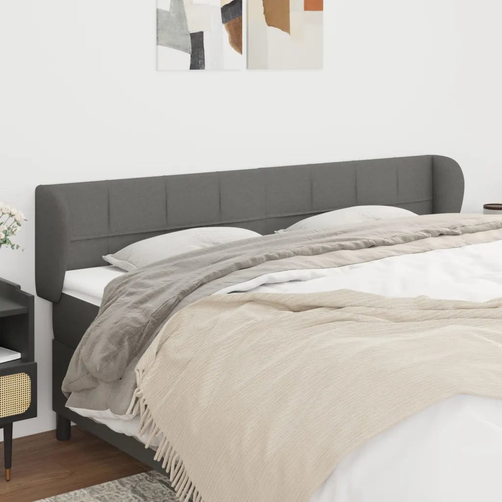 Testiera | Testata ad Orecchio Grigio Scuro 183x23x78/88 cm in Tessuto