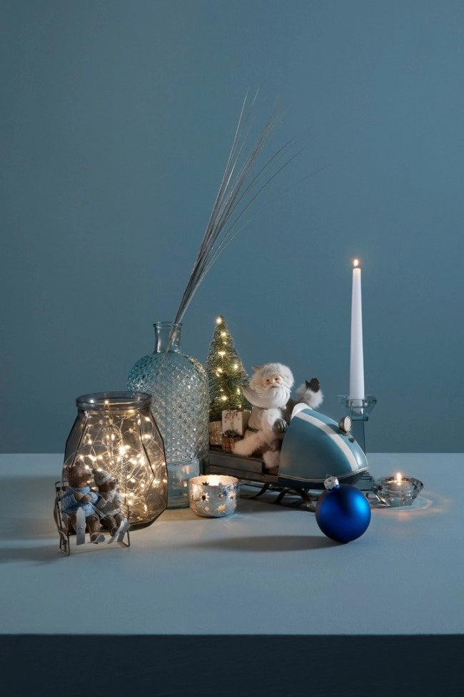Babbo Natale Danish con slitta blu e LED