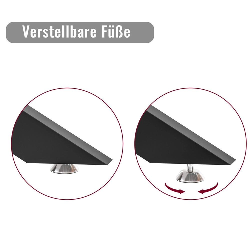Tavolino da Caff¨¨ in Vetro Temperato ¨C MINIMAL ¨C Nero, Gambe in Metallo, Rettangolare 120x60x46 cm