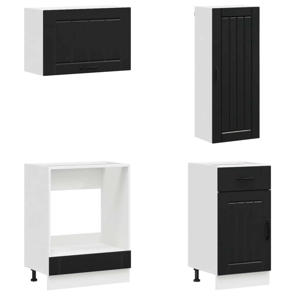 Unità Cucina LUCCA 8 pz Nero Legno ingegnerizzato 3438154