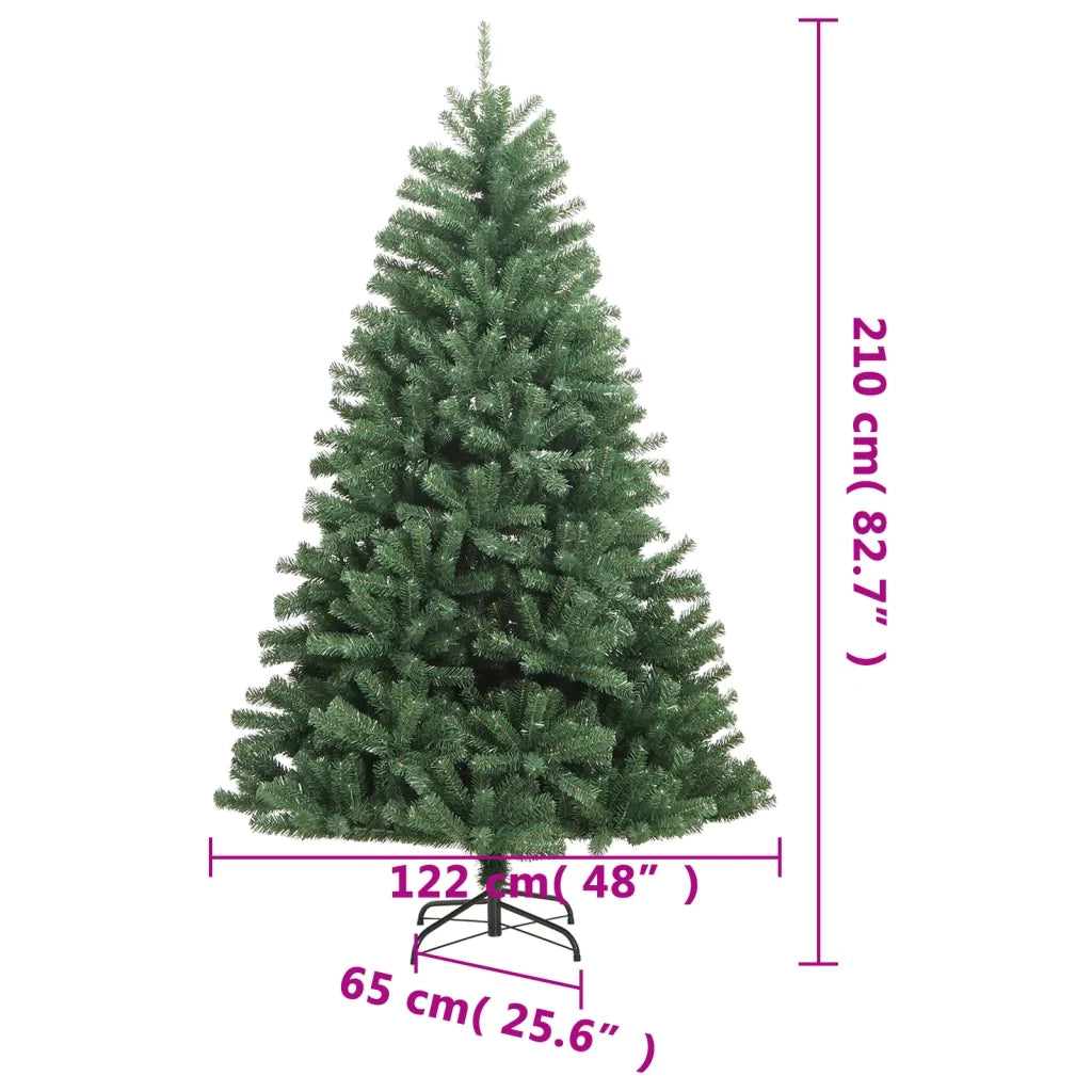 Albero di Natale | Decorazioni natalizie Artificiale Incernierato con Base Verde 210 cm