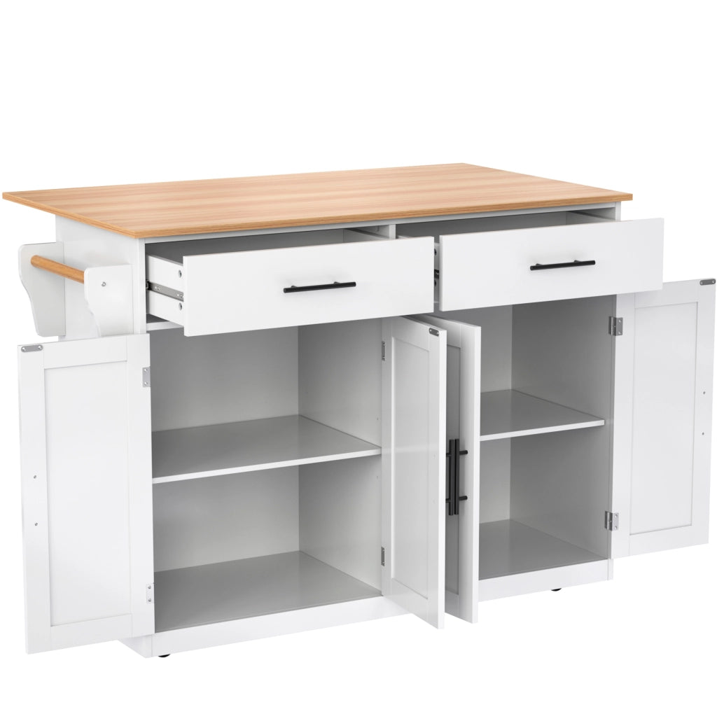Carrello cucina multifunzione con piano ribaltabile 120x46(70)x91;5 cm; bianco e naturale