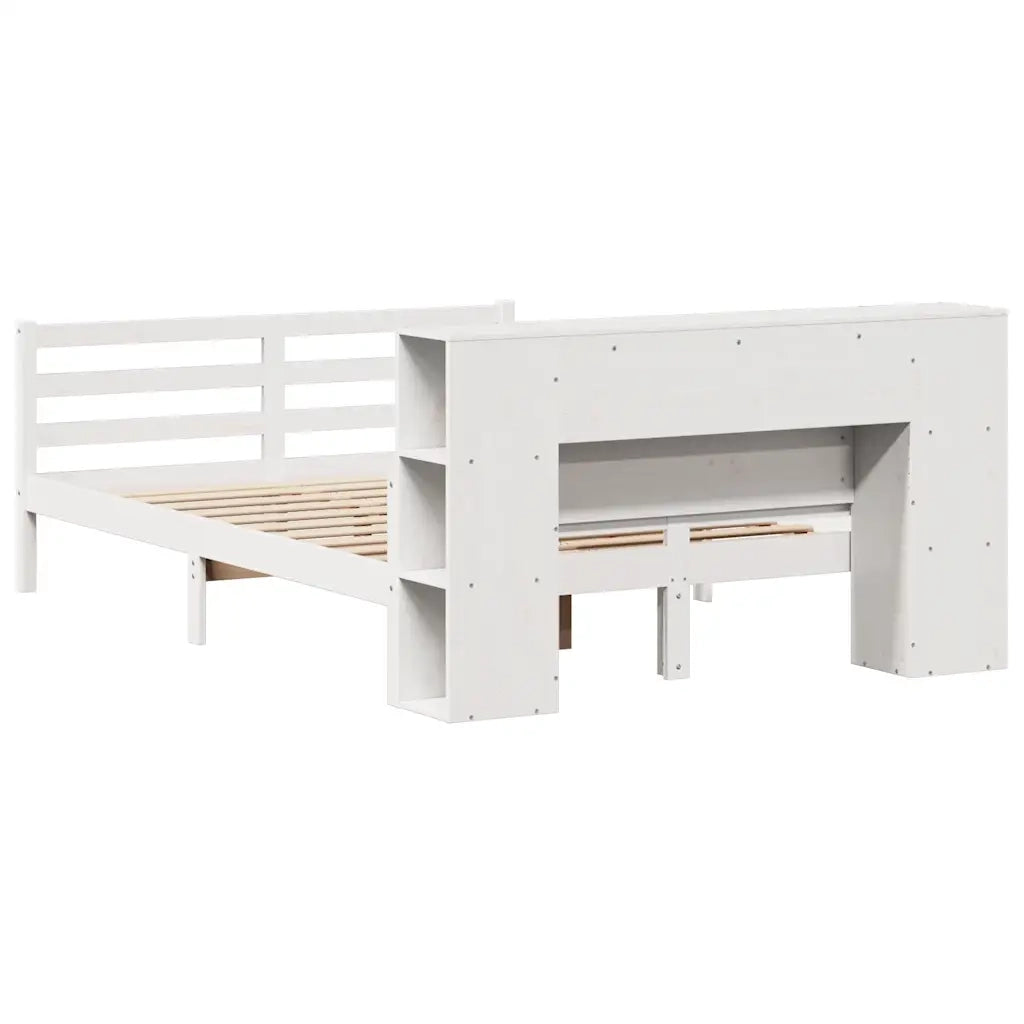 Letto Libreria senza Materasso Bianco 150x200 cm Legno di Pino 3322206