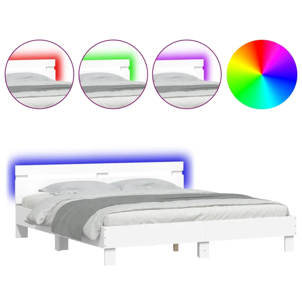 Giroletto con Testiera e LED Bianco 200x200 cm 3207518
