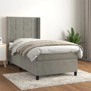 Giroletto a Molle con Materasso Grigio Chiaro 100x200cm Velluto 3132663