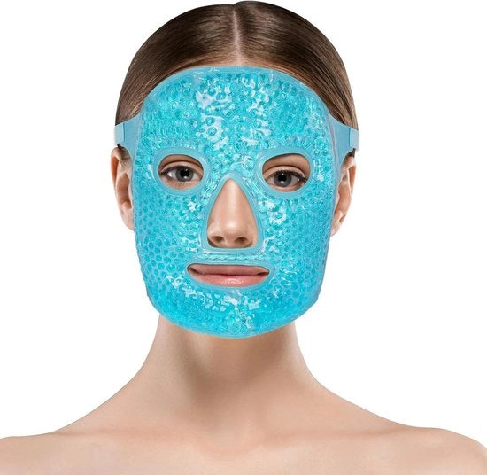 IJsmasker per viso - Riduce gonfiore e cerchi scuri - Gel di ghiaccio - Compresse calde e fredde per mal di testa - Cura della pelle (blu)