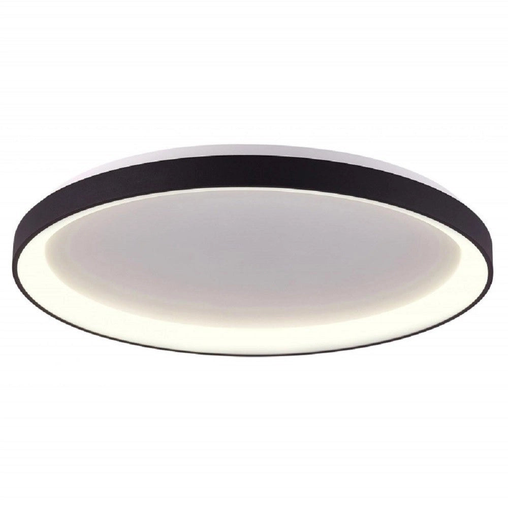 Trade Shop - Plafoniera Moderna Tonda Led Cct 42w 3000k 4000k Luce Soffitto Lampada Muro 58cm - Nero
